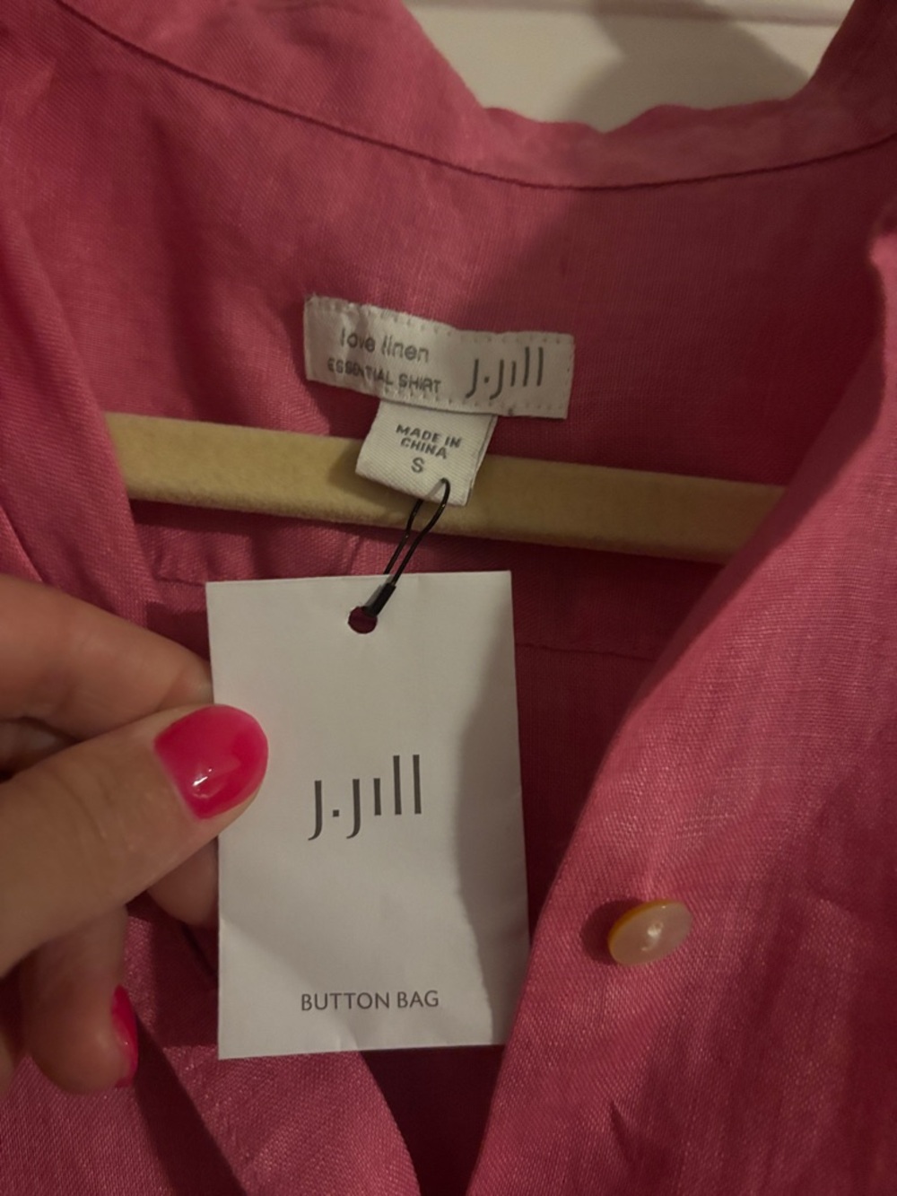 NWT J. Jill Pink Linen Button-Up Tunic Shirt - Picture 3 of 4
